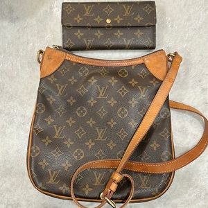 Louis Vuitton odeon mm cross body bag and wallet.